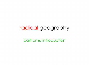 radical geography