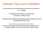 Materials Theory and Computation