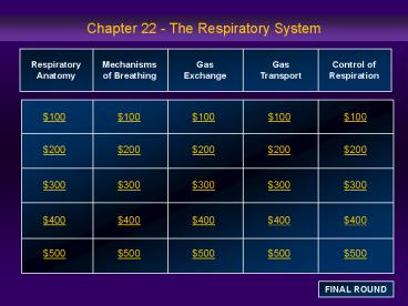 Chapter 22 - The Respiratory System
