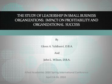 the study of leadership in small business