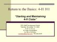 Return to the Basics: 4-H 101 PowerPoint PPT Presentation