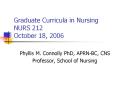Graduate Curricula in Nursing NURS 212 October 18, 2006 PowerPoint PPT Presentation