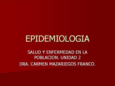 EPIDEMIOLOGIA