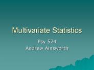 Multivariate Statistics
