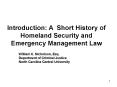 Introduction: A Short History of Homeland Security and Emergency Management Law PowerPoint PPT Presentation