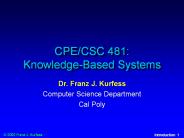 CPE/CSC 481: Knowledge-Based Systems