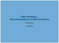 Safe Handling – Recommendations & Best Practices PowerPoint PPT Presentation
