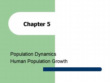 Population Dynamics