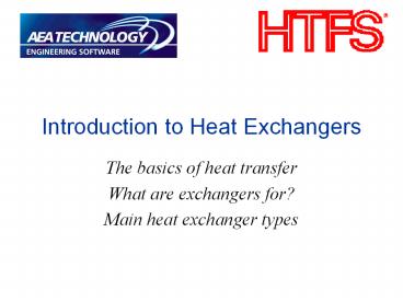 Introduction to Heat Exchangers The basics of heat transfer