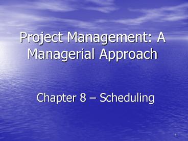 Project Management: A Managerial Approach