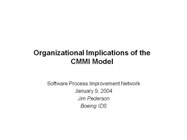 Organizational Implications of the CMMI Model