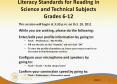 Literacy Standards for Reading in Science and Technical Subjects Grades 6-12 PowerPoint PPT Presentation