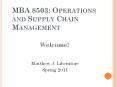 MBA 8503: Operations and Supply Chain Management PowerPoint PPT Presentation