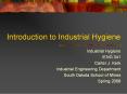 Introduction to Industrial Hygiene PowerPoint PPT Presentation