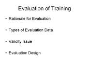 Evaluation of Training