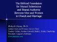The Biblical Foundation for Mutual Submission and Shared Authority Between Men and Women in Church and Marriage PowerPoint PPT Presentation