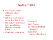 Notes to RAs