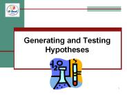 Generating and Testing Hypotheses * * * * Quote of the Day