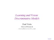 Learning and Vision: Discriminative Models