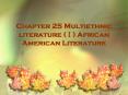 Chapter 25 Multiethnic literature (?) African American Literature PowerPoint PPT Presentation