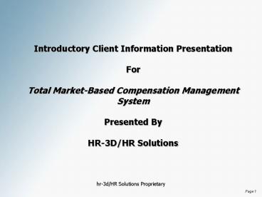 Introductory Client Information Presentation For Total