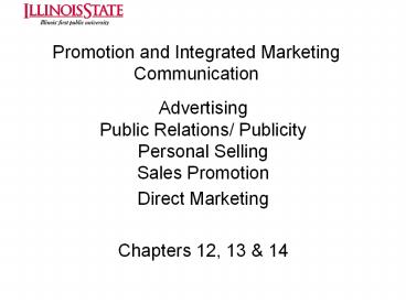 Promotion and Integrated Marketing Communication