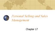 Personal Selling and Sales Management
