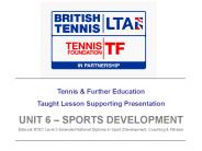 Tennis & Further Education Taught Lesson Supporting
