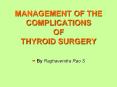 MANAGEMENT OF THE COMPLICATIONS OF THYROID SURGERY - By Raghavendra Rao S PowerPoint PPT Presentation