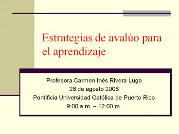 Estrategias de avalъo para el aprendizaje