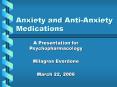 Anxiety and Anti-Anxiety Medications A Presentation for PowerPoint PPT Presentation