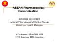 ASEAN Pharmaceutical Harmonization PowerPoint PPT Presentation