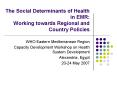 The Social Determinants of Health in EMR: Working towards Regional and Country Policies PowerPoint PPT Presentation