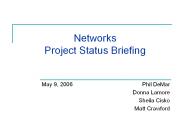 Networks Project Status Briefing