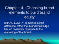 Chapter: 4 Choosing brand elements to build brand equity PowerPoint PPT Presentation