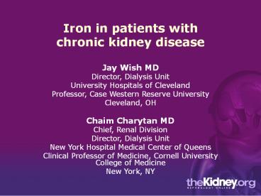 Iron in patients with chronic kidney disease