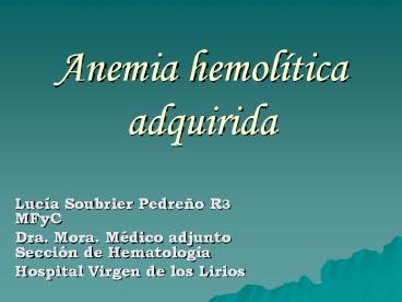 Anemia hemolнtica adquirida