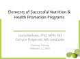 Elements of Successful Nutrition & Health Promotion Programs PowerPoint PPT Presentation