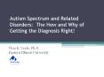 Autism Spectrum and Related Disorders: The How and Why of Getting the Diagnosis Right! PowerPoint PPT Presentation