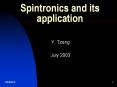 Spintronics and its application PowerPoint PPT Presentation