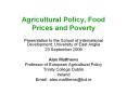 Agricultural Policy, Food Prices and Poverty PowerPoint PPT Presentation