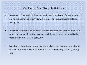 Qualitative Case Study: Definitions