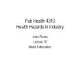Pub Health 4310 Health Hazards in Industry PowerPoint PPT Presentation