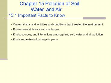 Chapter 15 Pollution of Soil,    Water, and Air