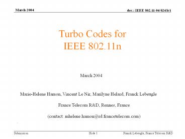 Turbo Codes for IEEE 802.11n