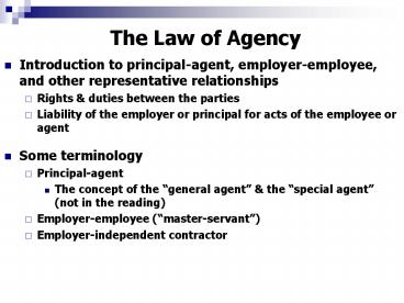 The Law of Agency