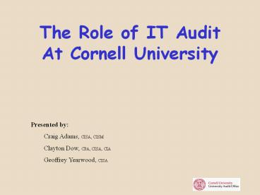 The Role of IT Audit