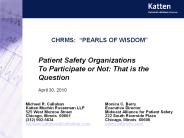 CHRMS: PEARLS OF WISDOM