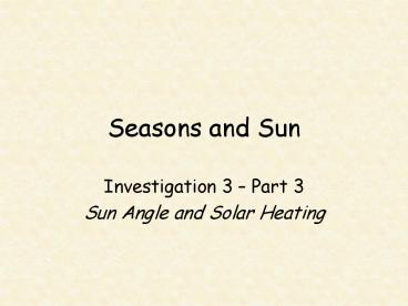 Seasons and Sun