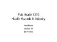 Pub Health 4310 Health Hazards in Industry